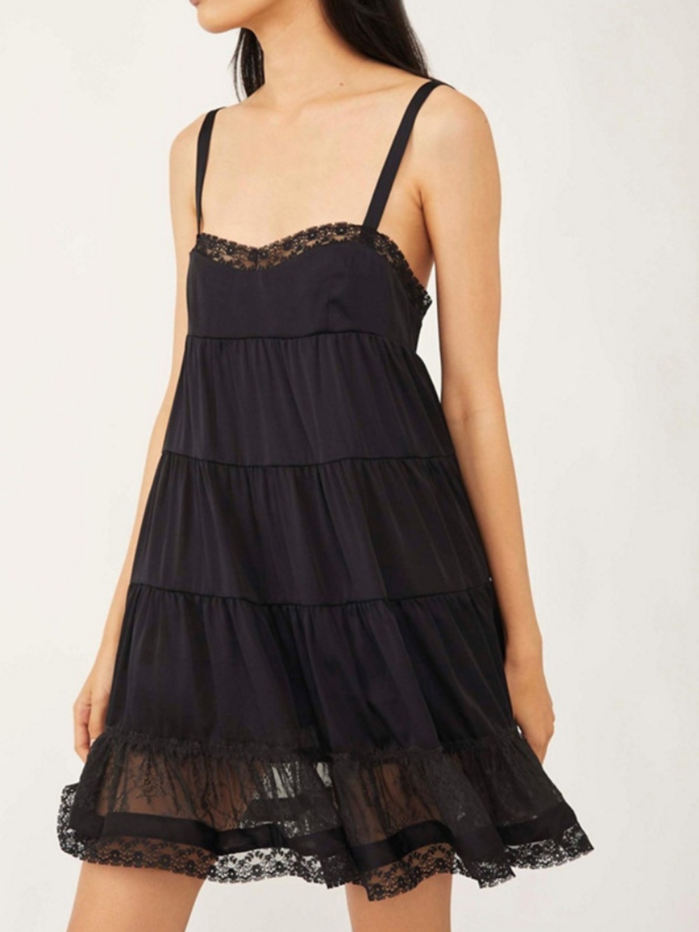 NWT Free People Full Swing Mini Dress in Black - Size Medium!